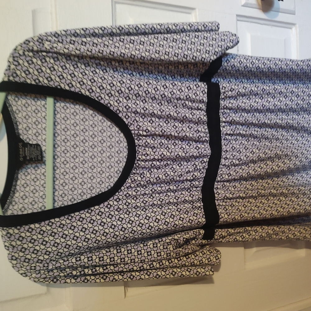 George Purple and White Fitted Pleated Blouse